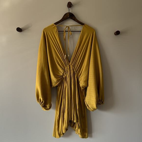 FREE PEOPLE ARZEL MINI DRESS SIZE XS GOLD - Picture 2 of 13